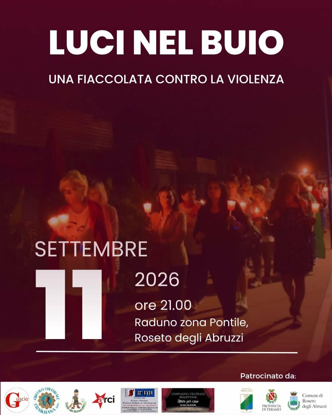 Luci nel buio: Roseto si accende contro la violenza Roseto degli Abruzzi – 11 settembre 2026