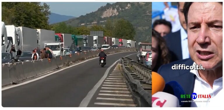 Giuseppe Conte il leader M5S a Pizzo incontra gli autotrasportatori e gli agricoltori in protesta